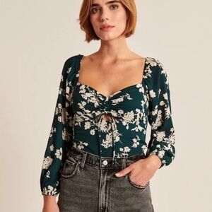 Abercrombie & Fitch Long-Sleeve Cinched Front Cutout Top